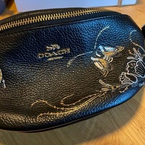 Coach Black Leather Fanny pack
